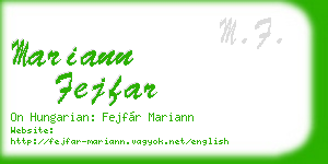mariann fejfar business card